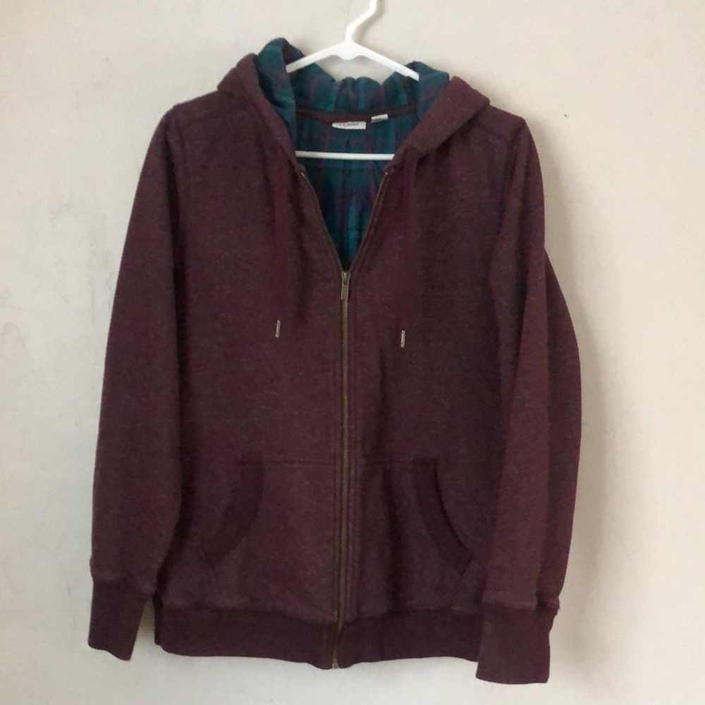 L.L. Bean Plaid Lined Zip-Up Hoodie